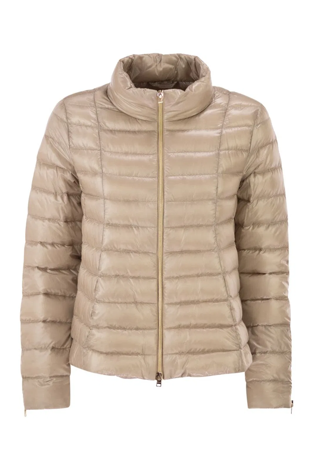 Ultra-Light Satin Down Jacket With Flared Back