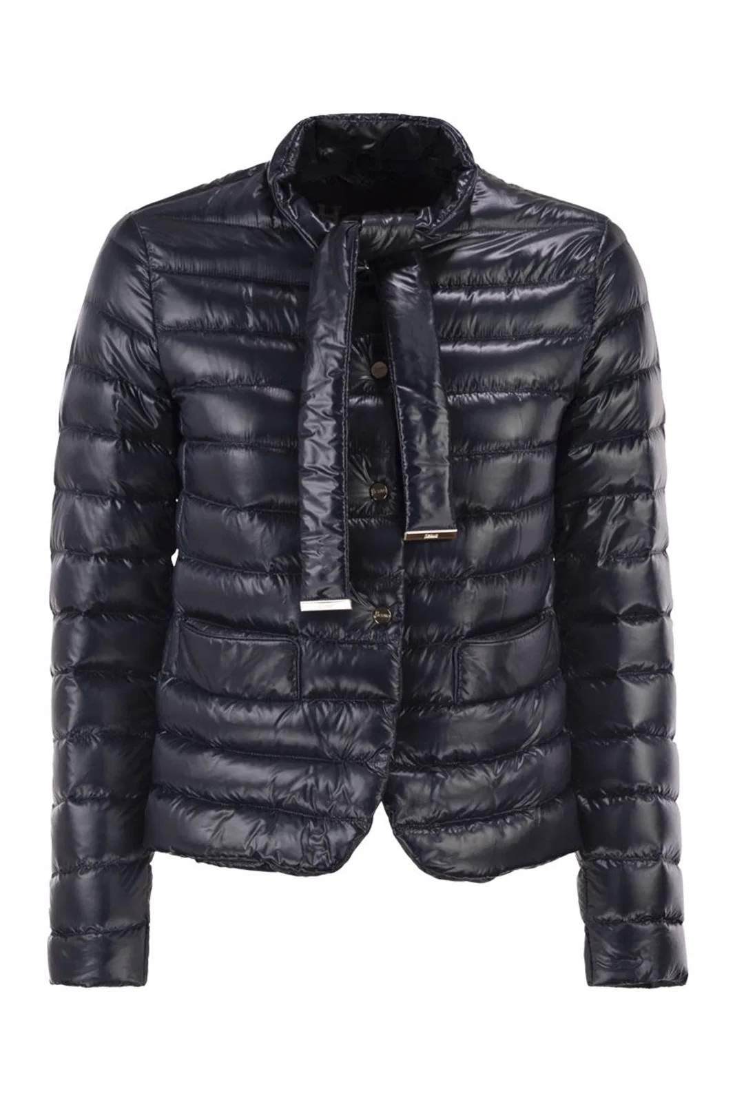 Ultra-Light Down Jacket With Bow Neckline