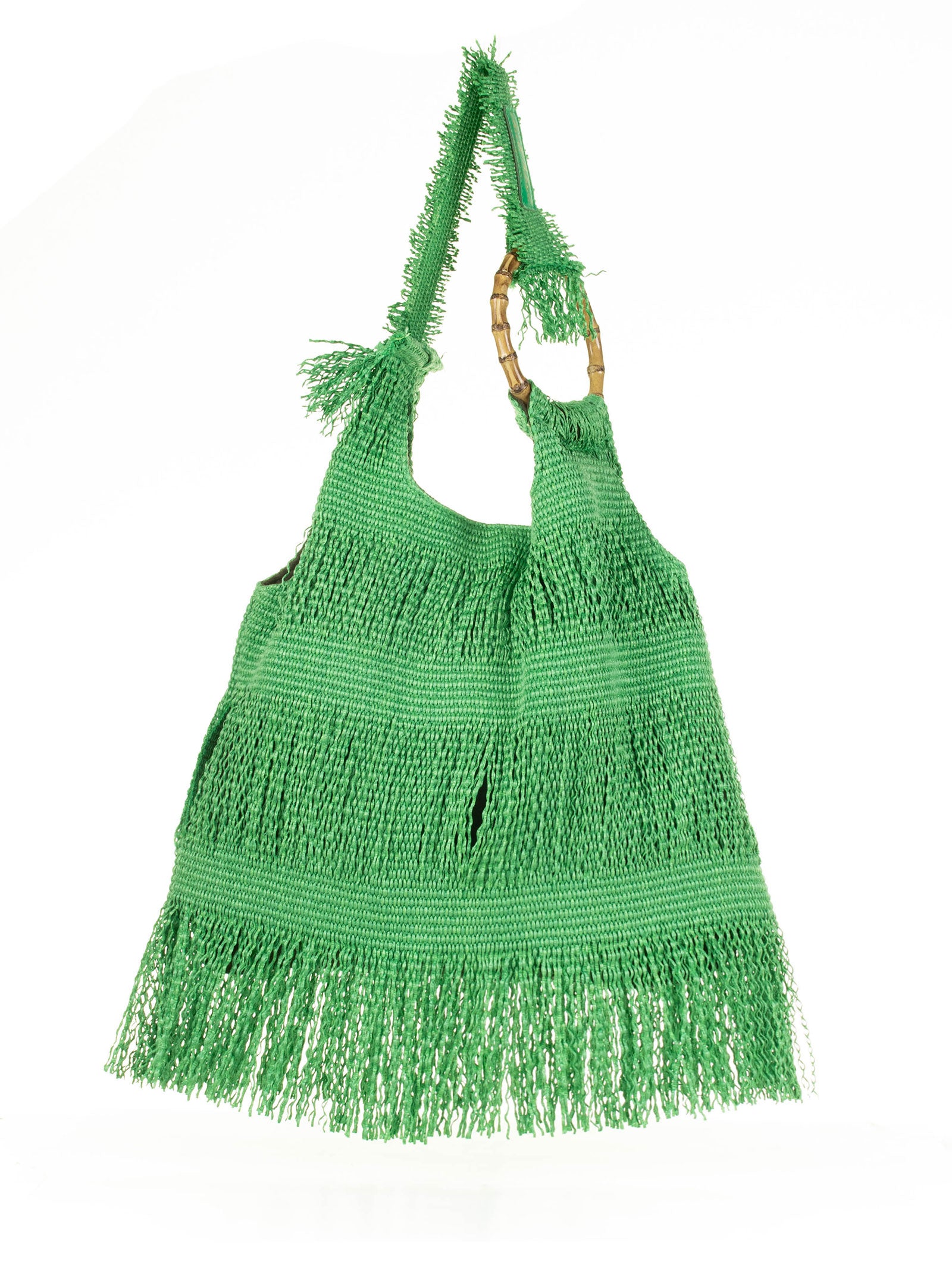 Green Picasso Shopping Bag With Fringes