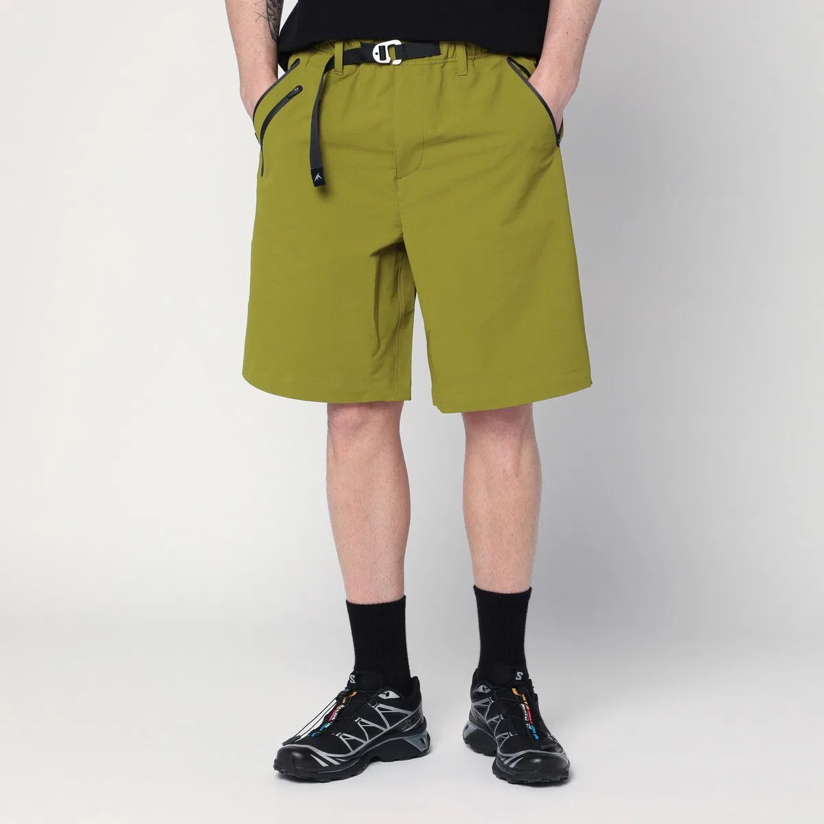 Olive Green Bermuda In Mixed Nylon