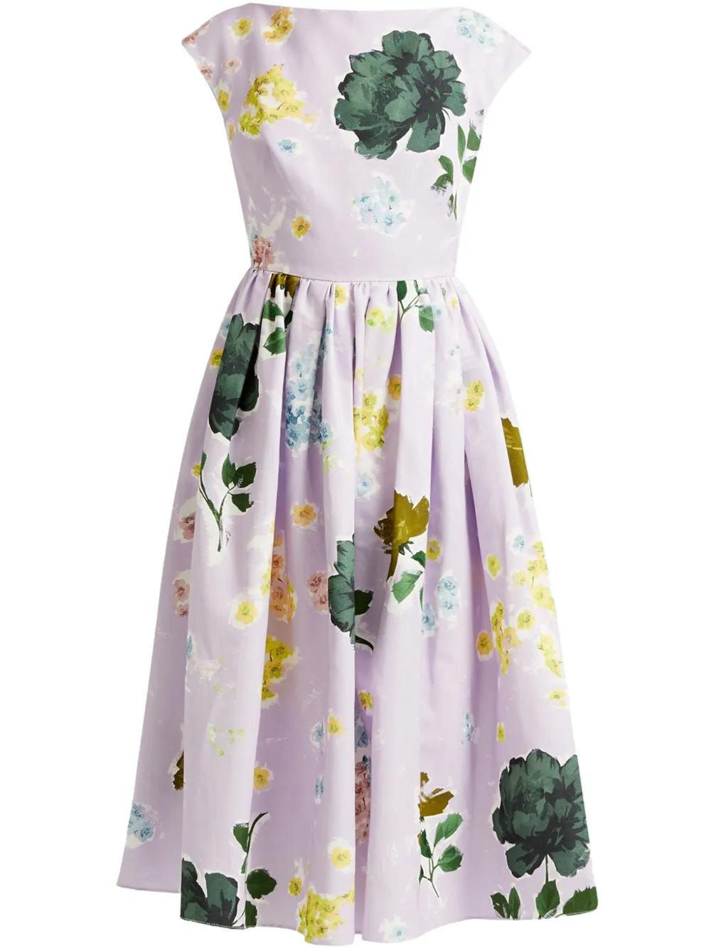 Vestido Margot Flores Escote B Lila