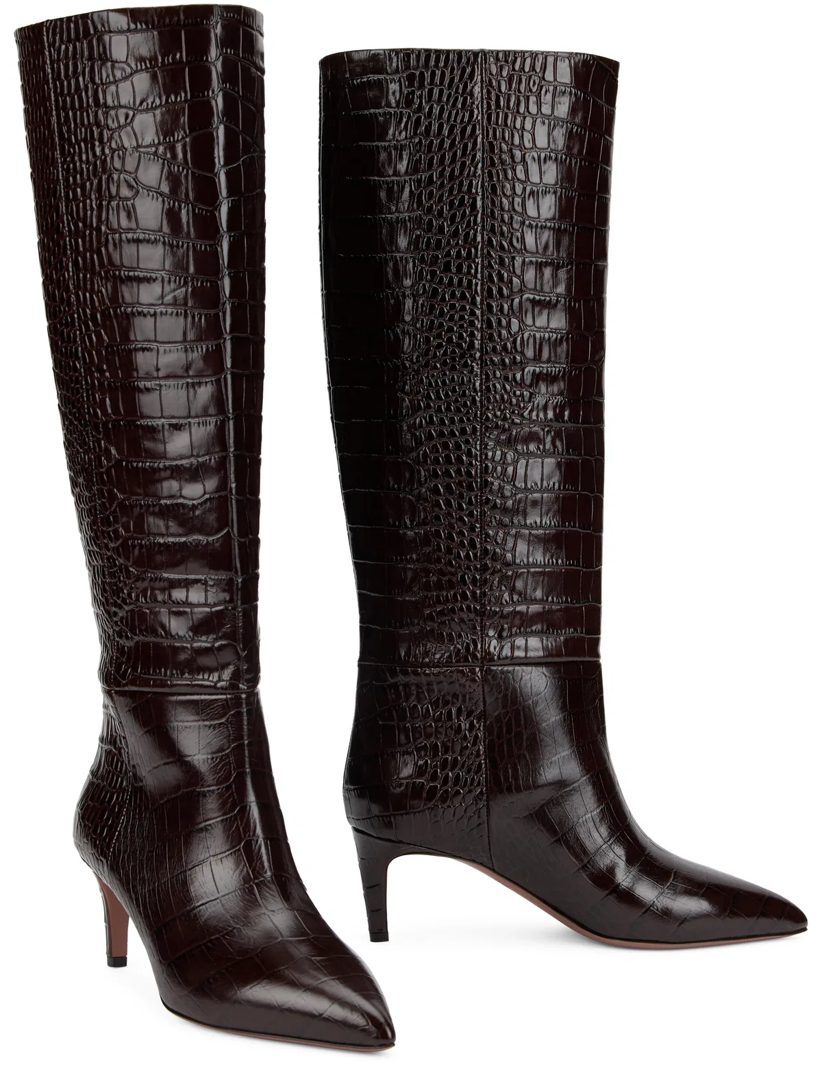 Paris Texas Croc-embossed Calfskin Boot In Brown