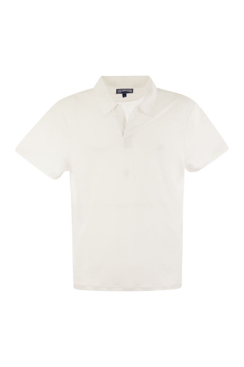 Short-Sleeved Linen Polo Shirt