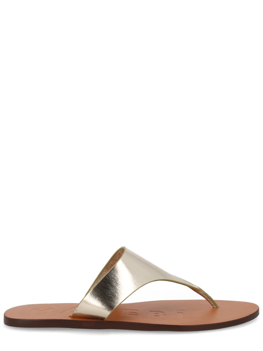 Manebi Silver Goat Leather Buff Leather Neolite Flats