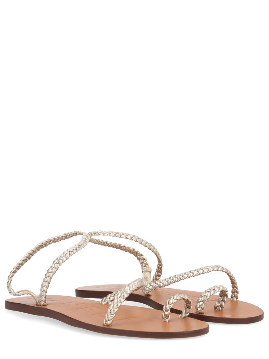Manebi Silver Goat Leather Flats
