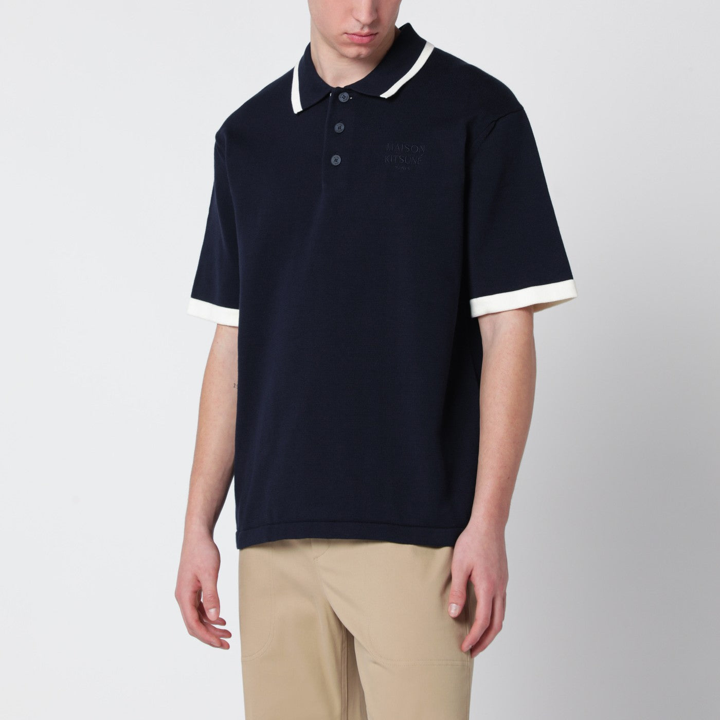 Maison Kitsuné Navy Blue Comfort-Fit Cotton Polo Shirt