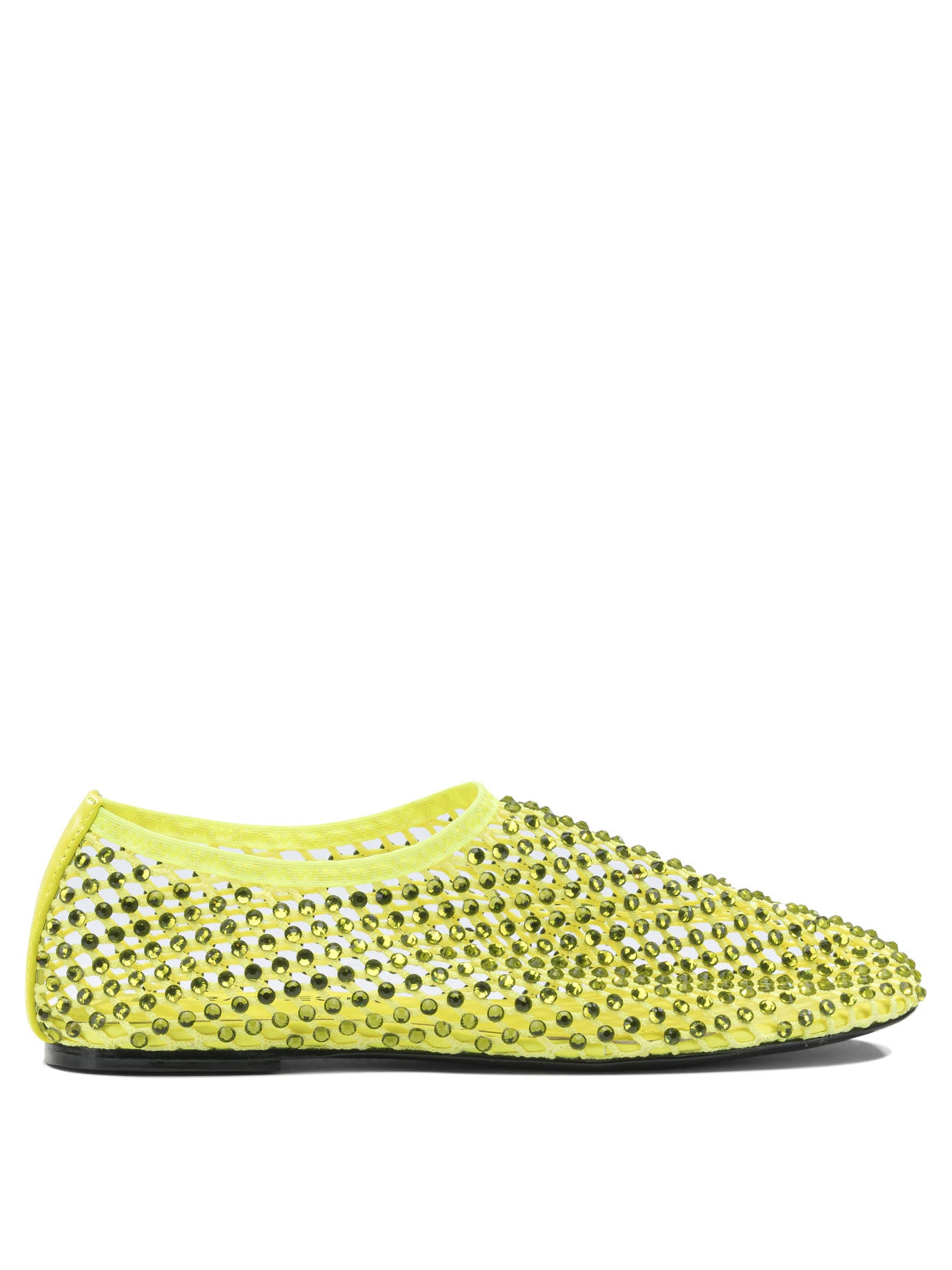 Yellow Mesh Leather Ballerinas