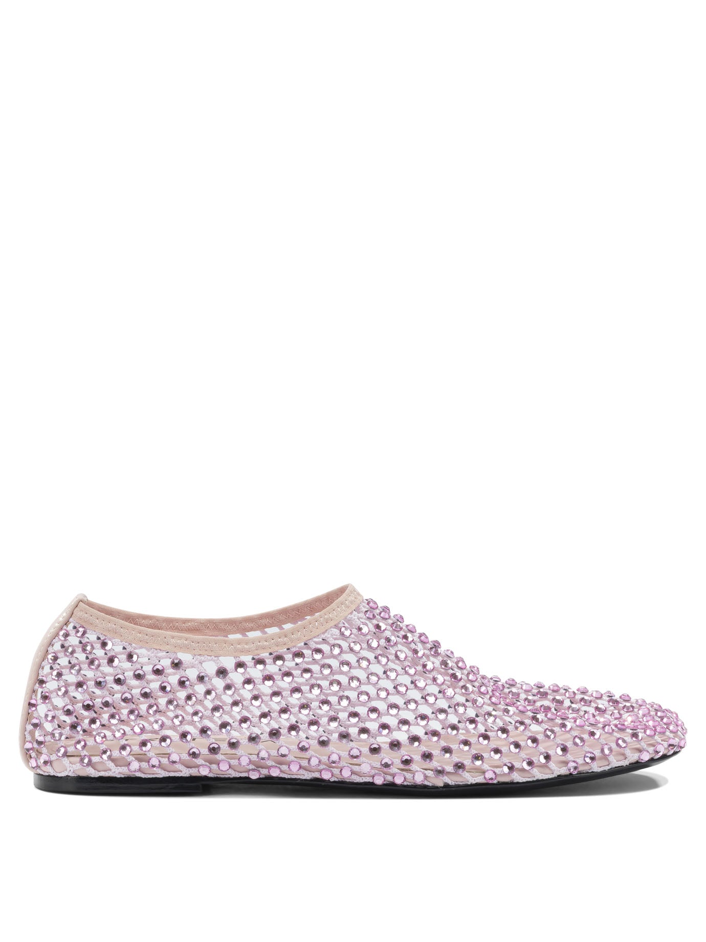 Pink Mesh Leather Ballerinas