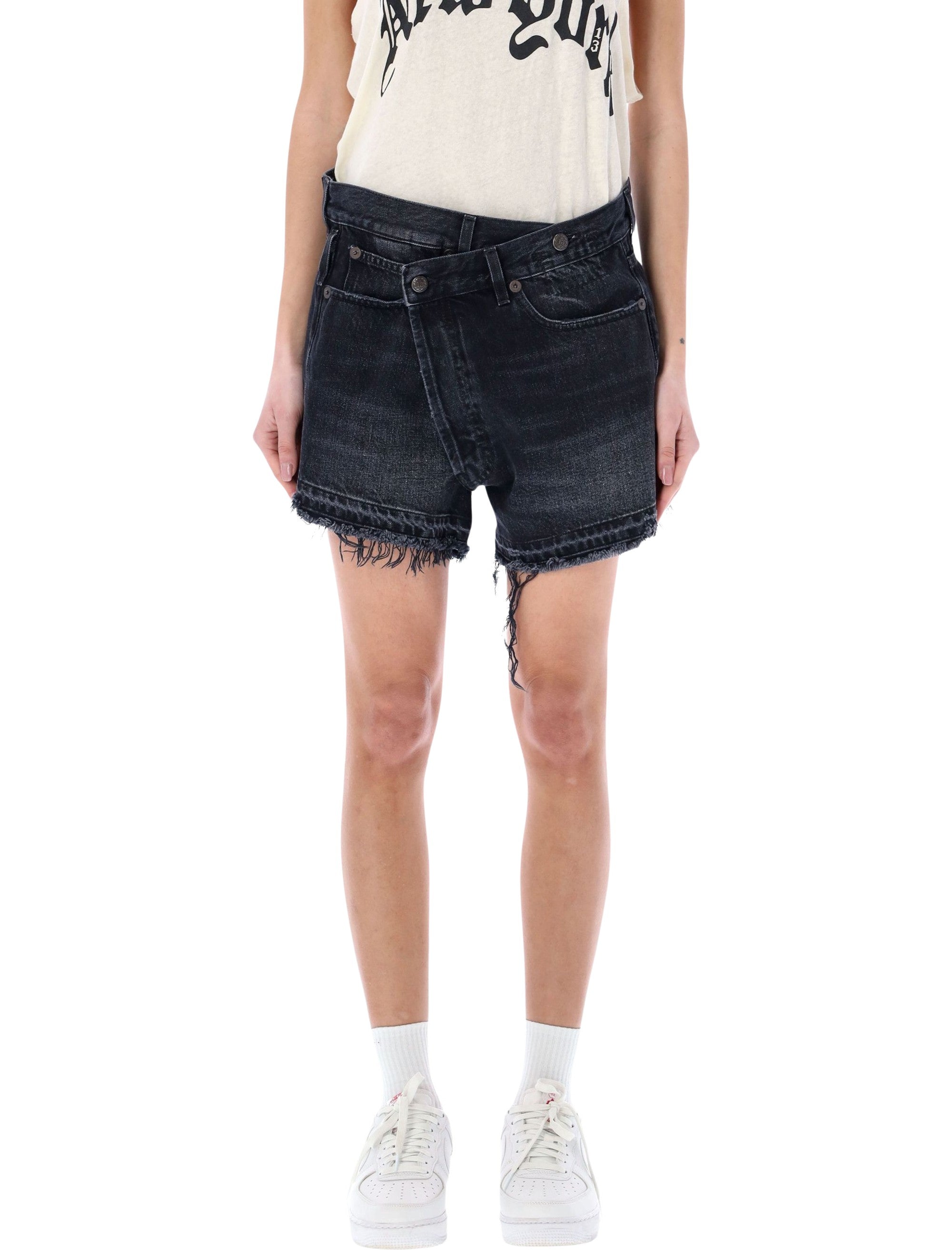 Crossover Denim Shorts