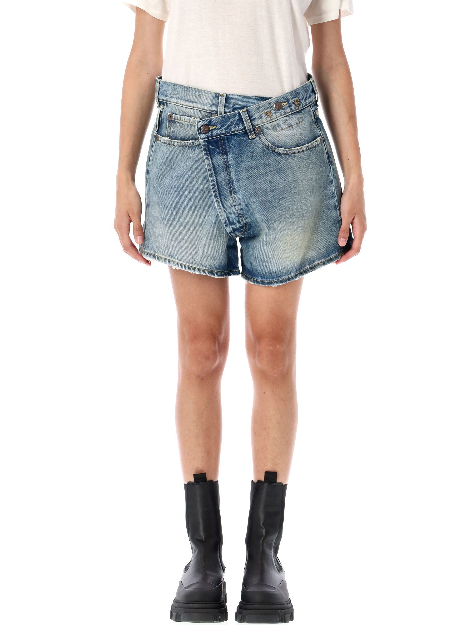 Crossover Denim Shorts Distressed R13