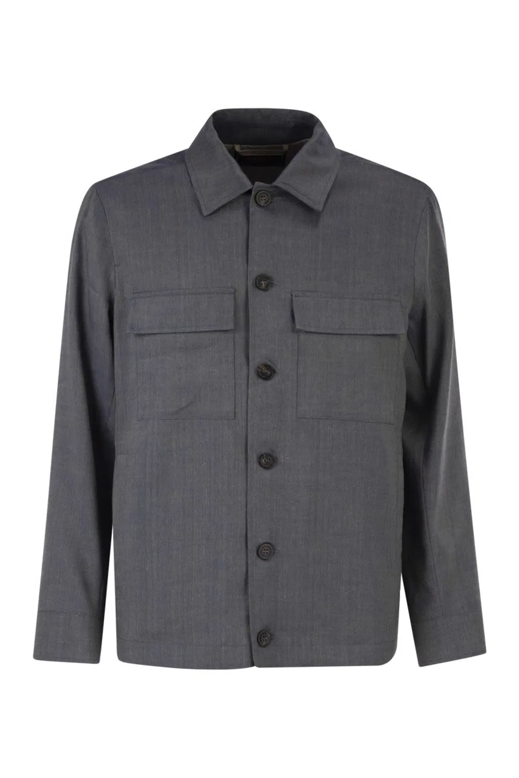 Lightweight Linen And Wool Blend Jacket With Patch Pockets