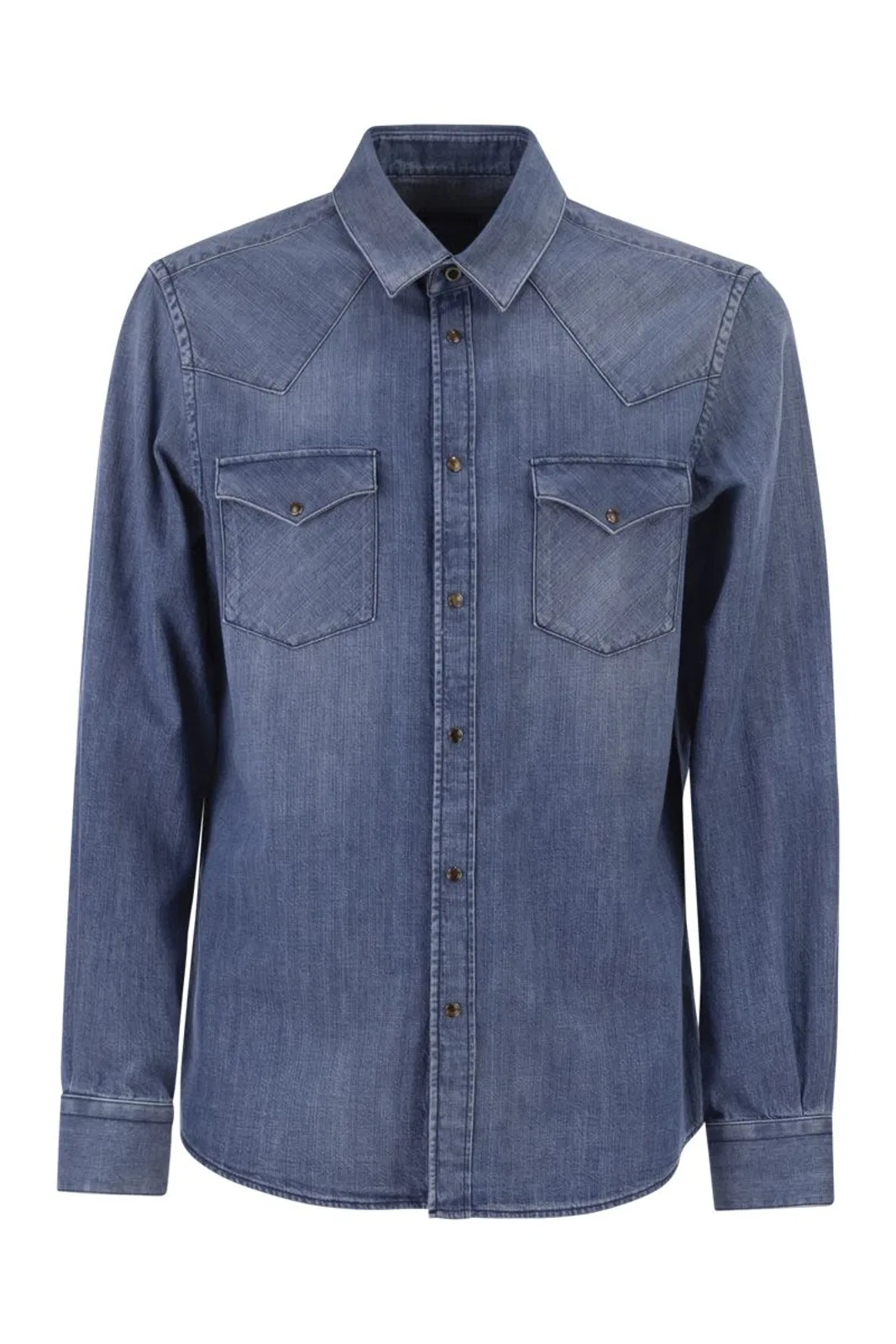 Lightweight Cotton Denim Shirt With Patch Pockets