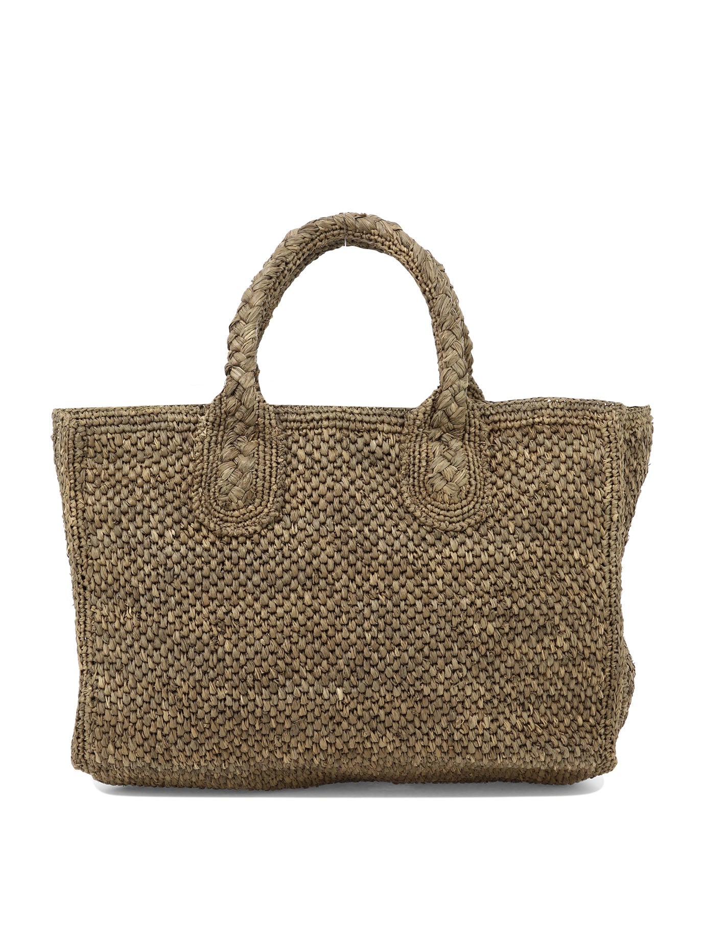 Brown Raffia Leather Handbag