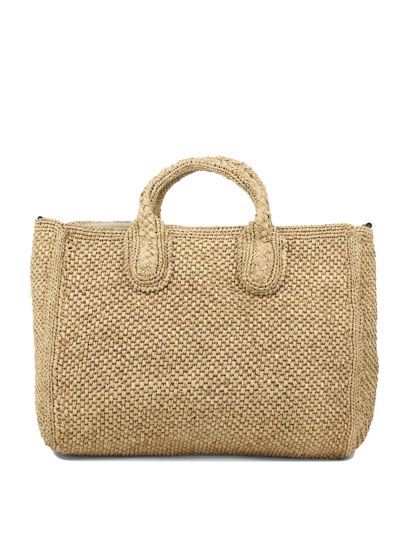 Beige Raffia Leather Handbag