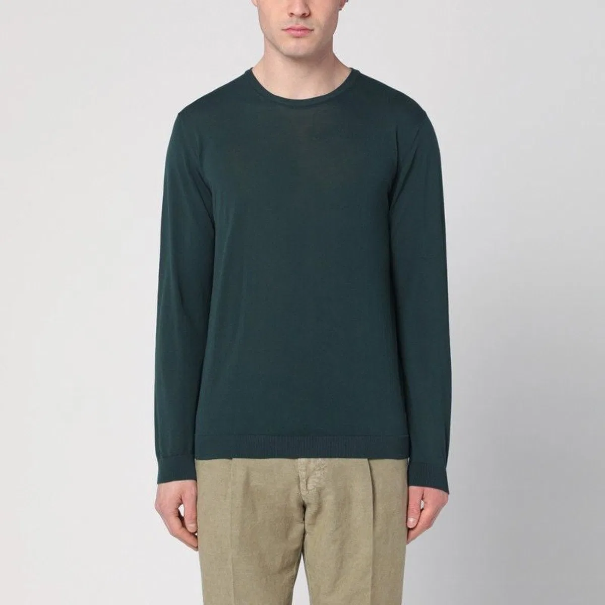 Dark Green Sweater In Cotton