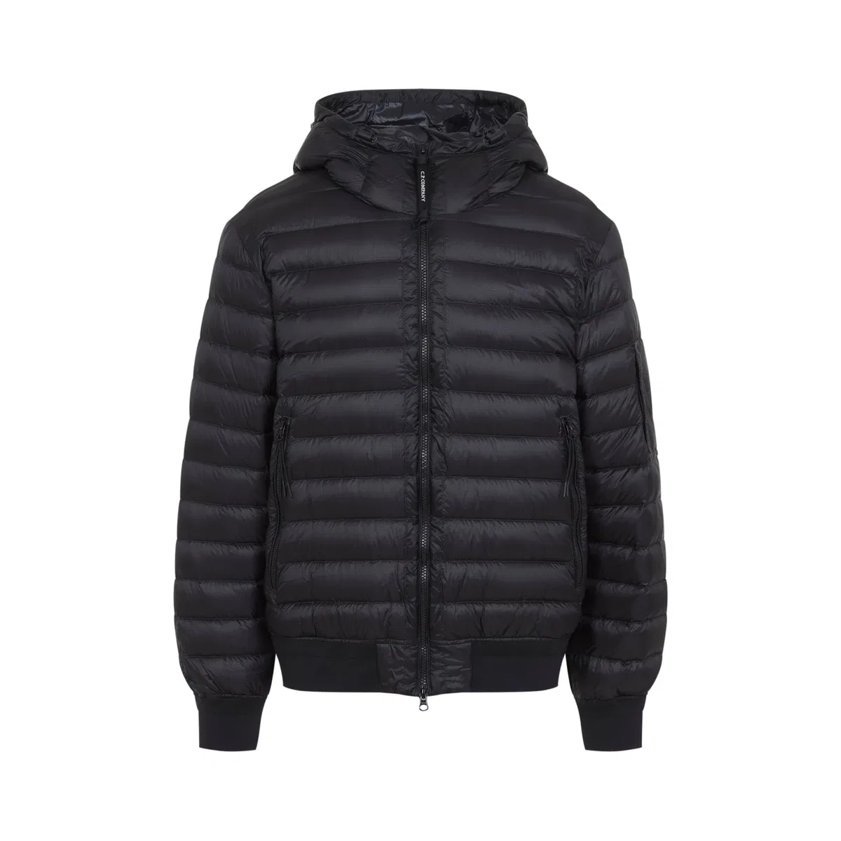 C.p.company Black Shell Hooded Lens Down Jacket