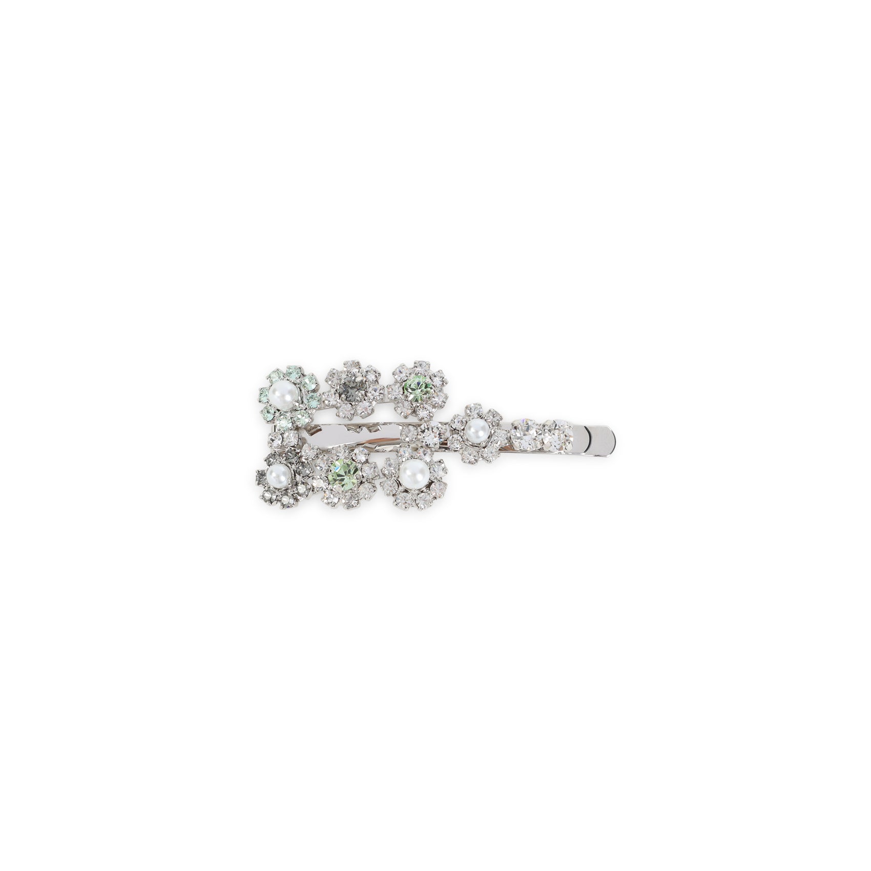 Silver Flower Strass Brass Hair Clip