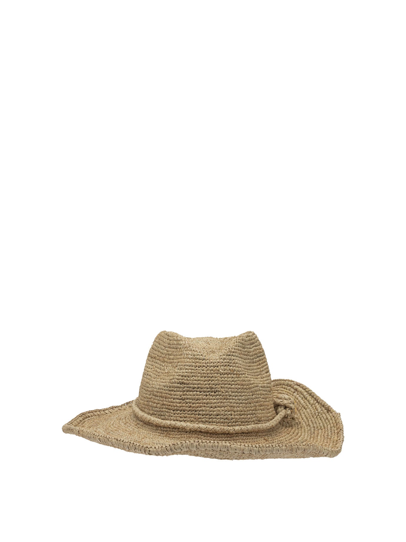 Beige Raffia Leather Hat
