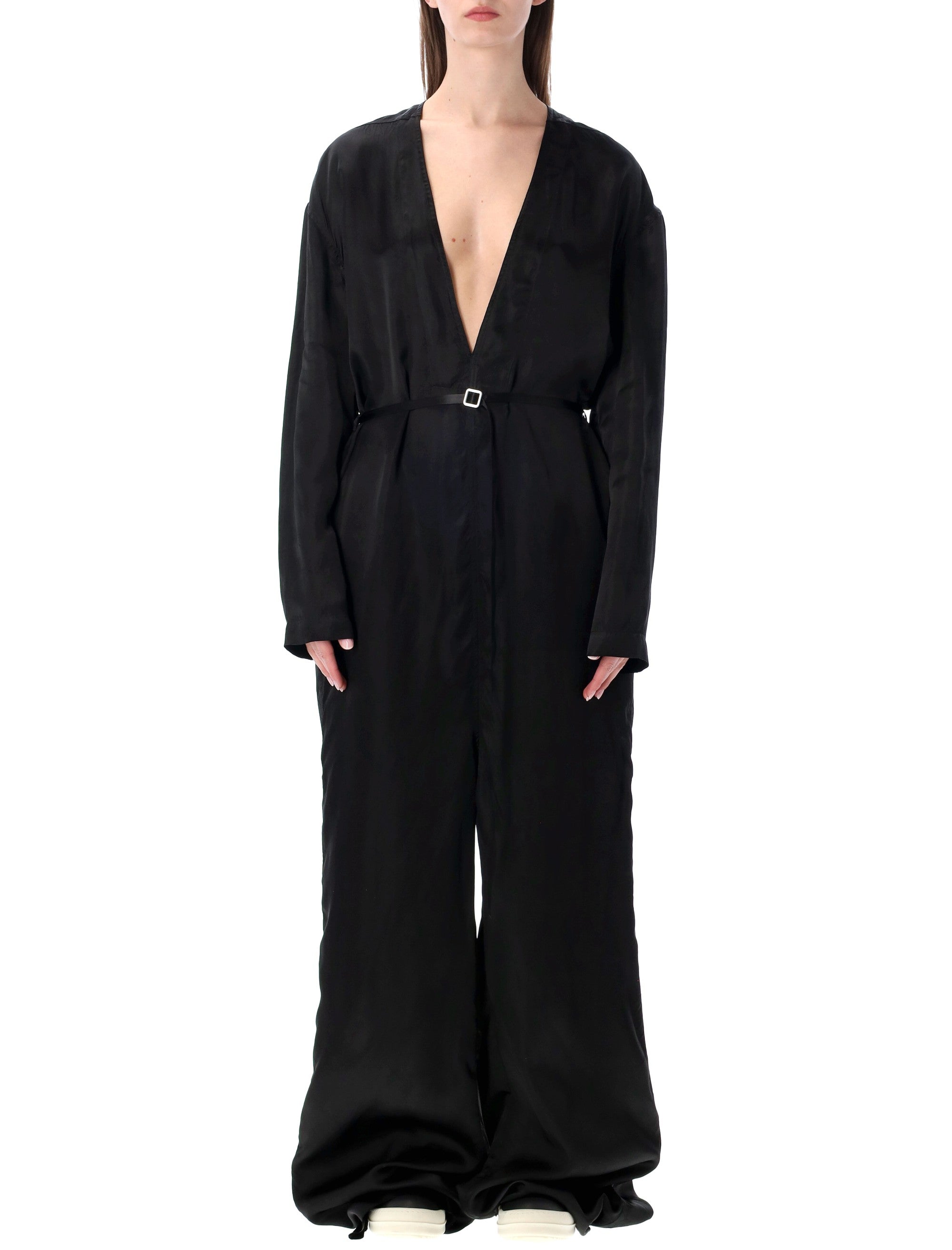 Ls Long Black Satin Jumpsuit