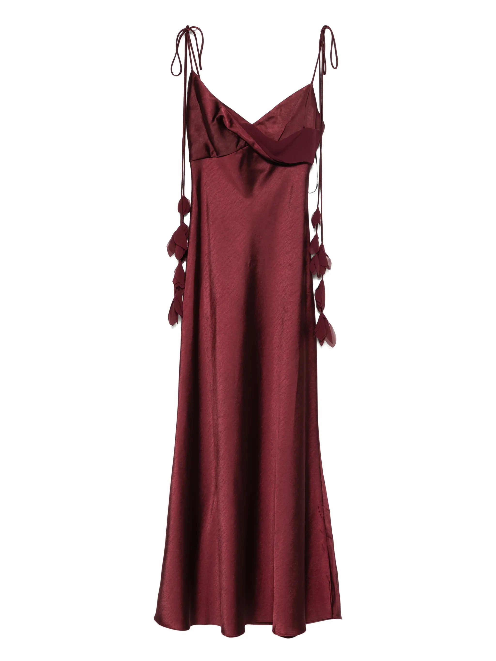 Burgundy Satin Midi Dress