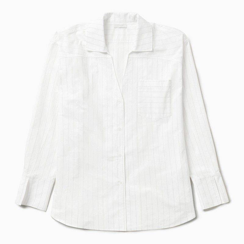 Striped L/S Shirt Dress White