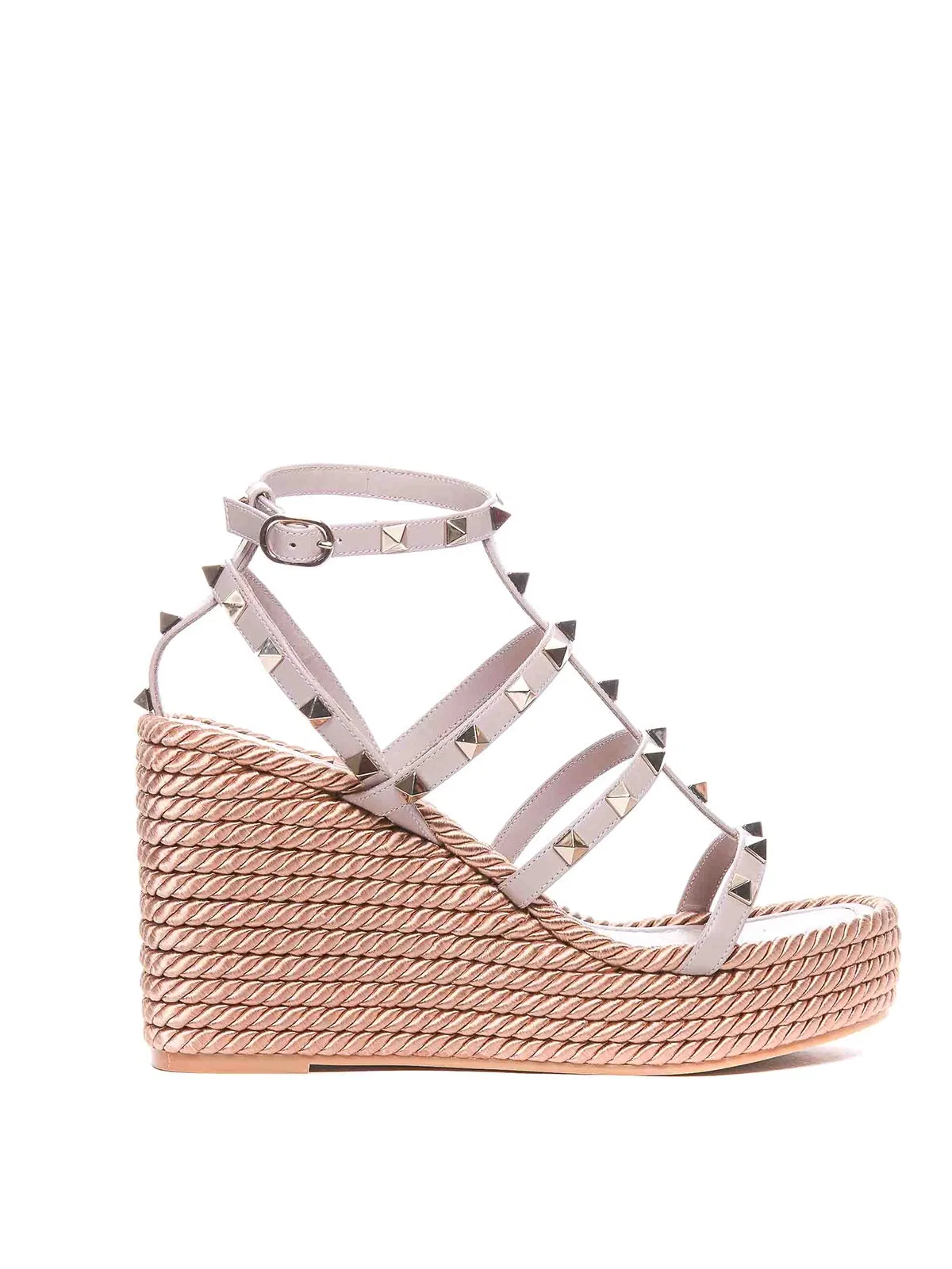 Valentino Garavani Rockstud Wedged Sandals In Pink