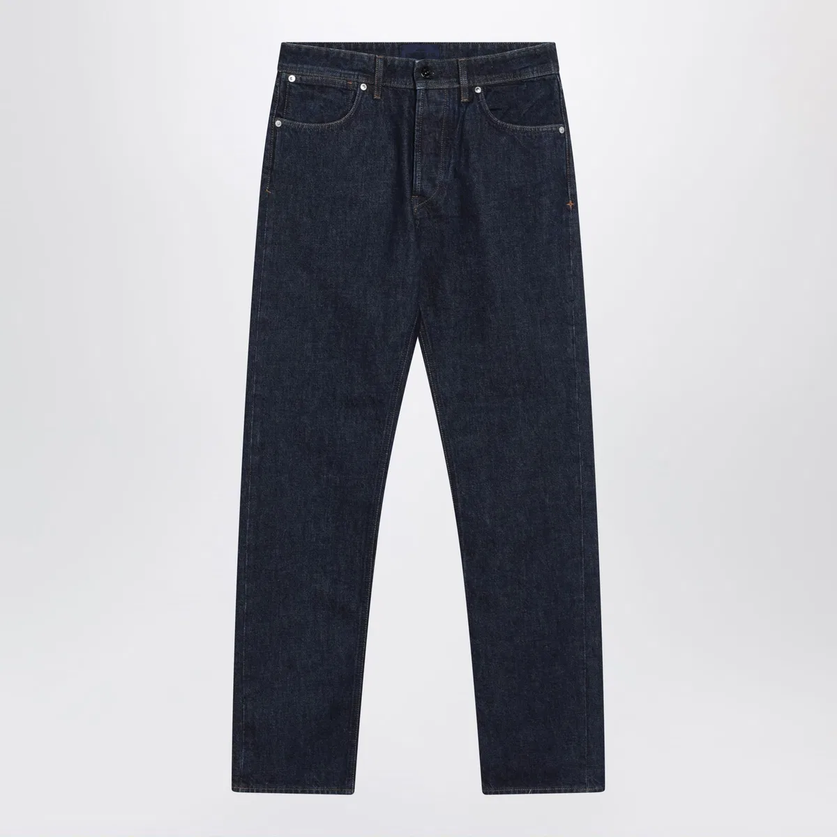 Regular Straight Jeans In Blue Rinsed Denim
