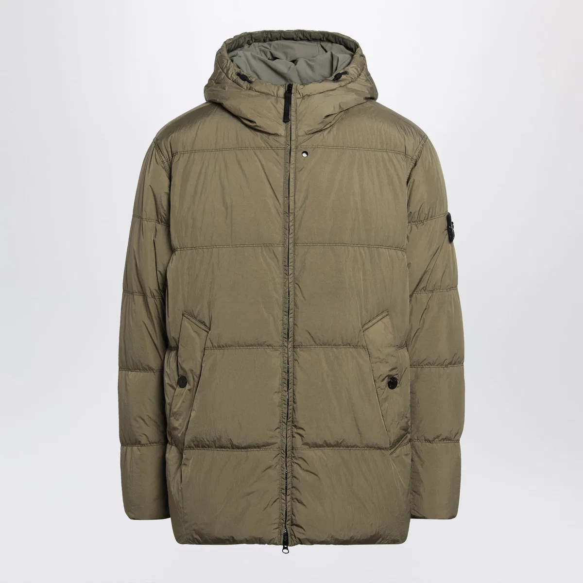 Water-Repellent Puffer Jacket In Military Green Nylon