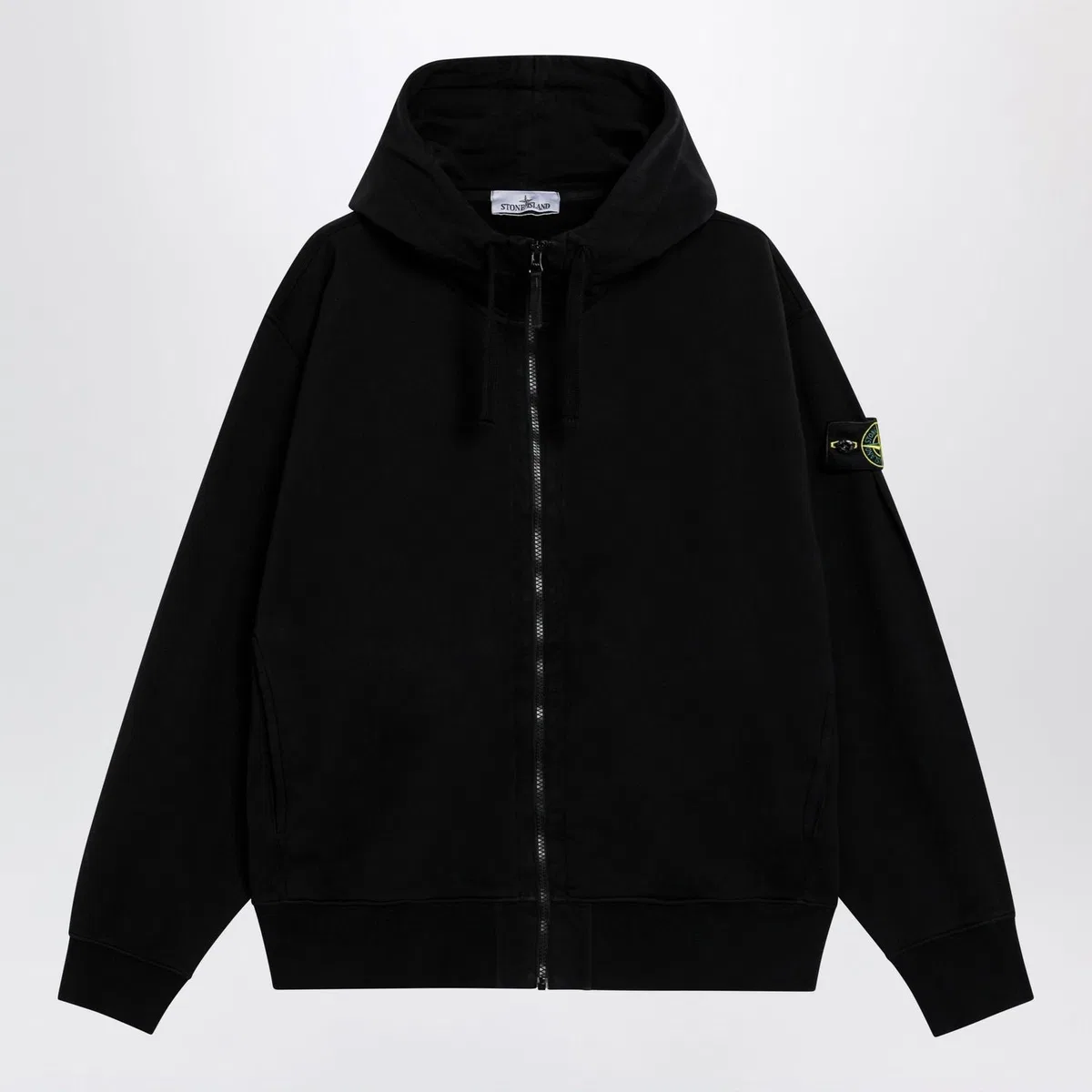 Organic Cotton Hooded Zip Sweatshirt In Black