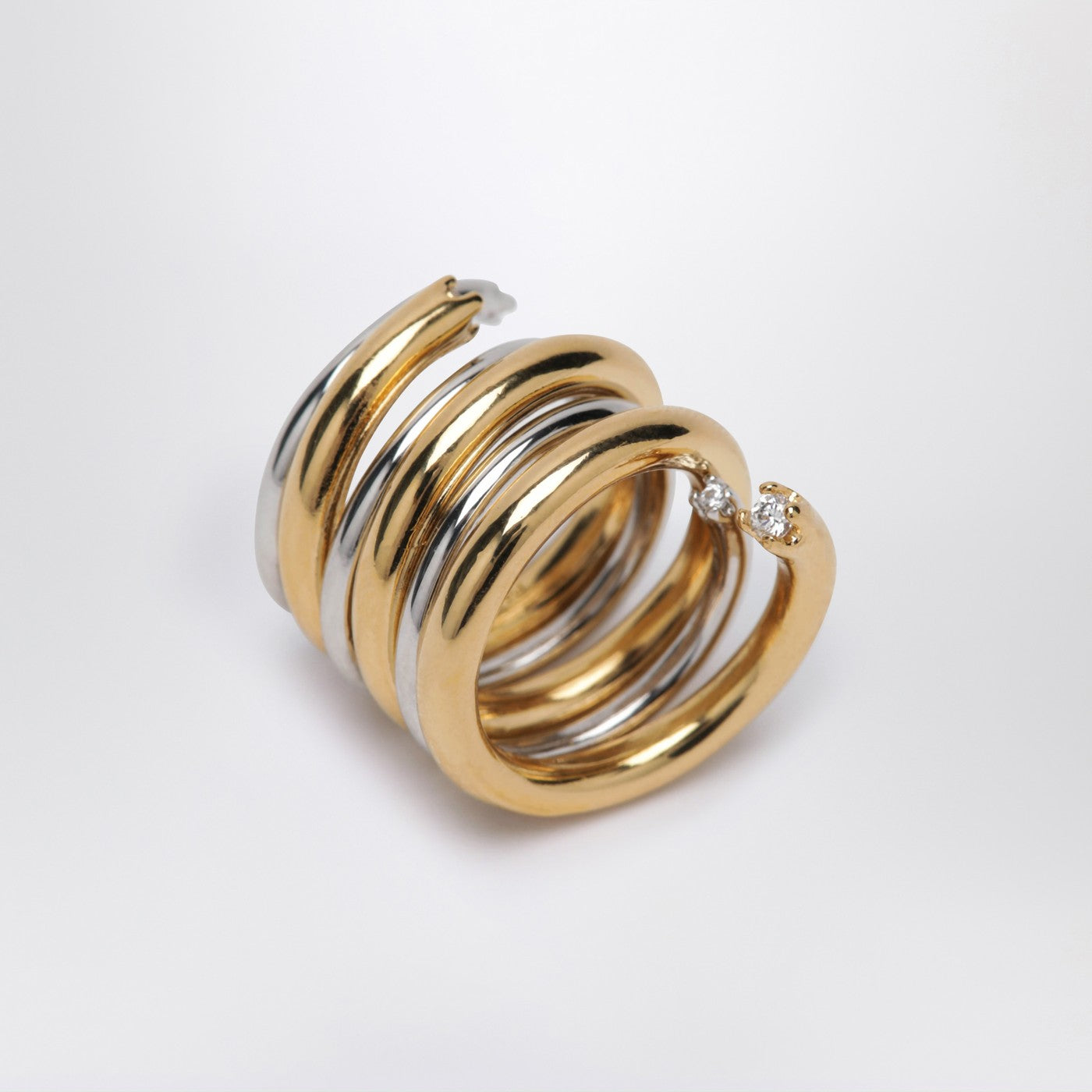 Spiral Ring In Gold And Silver Tone