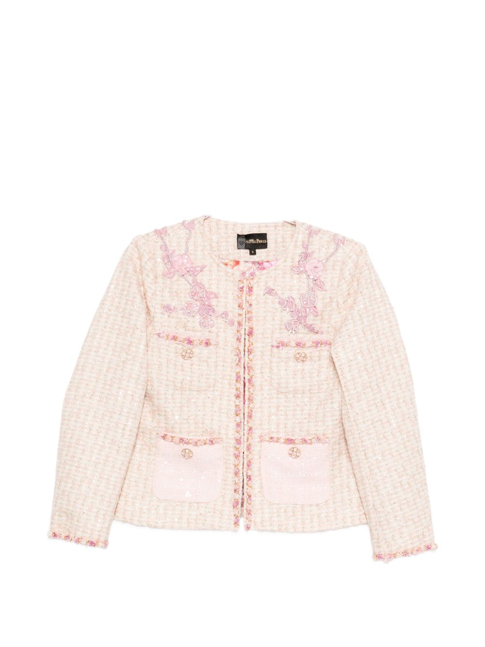 Cotton Blend Crewneck Jacket