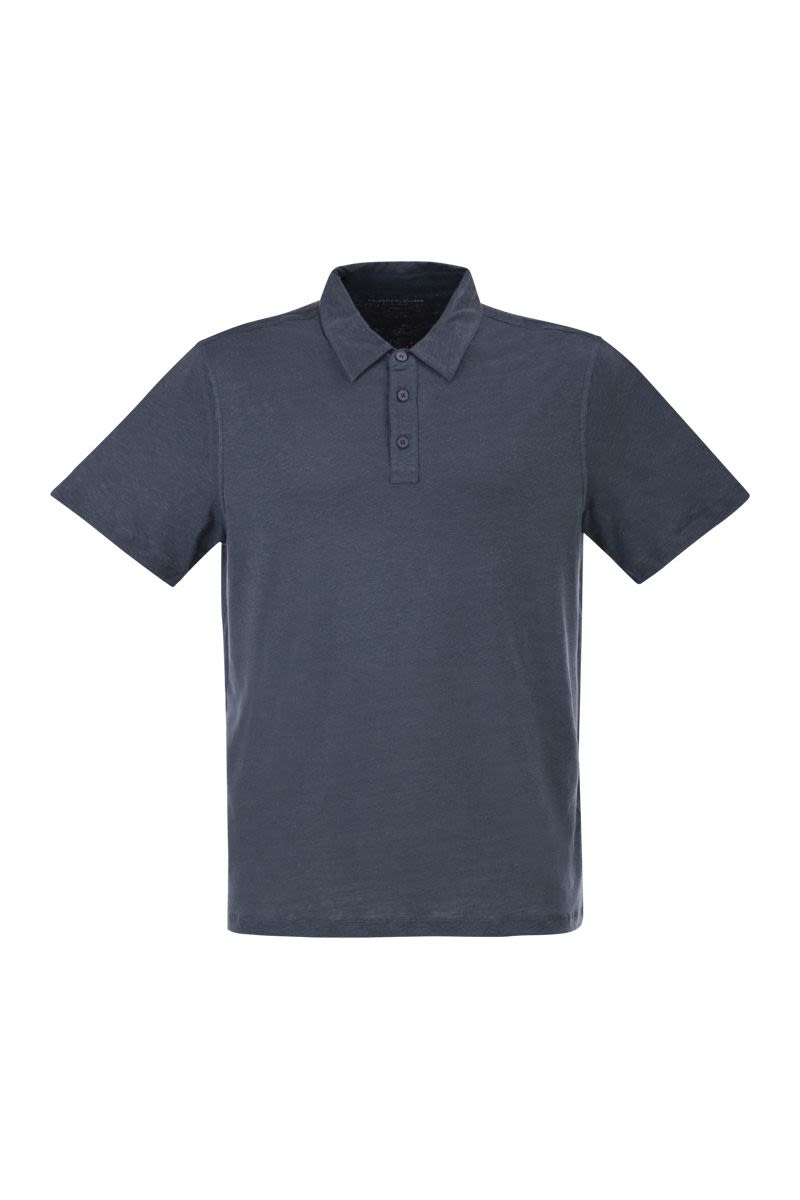 Stretch Linen Polo Shirt With Button Placket