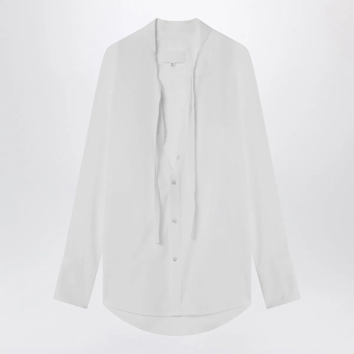 Maison Margiela Deep Vneck Cotton Poplin Shirt In White