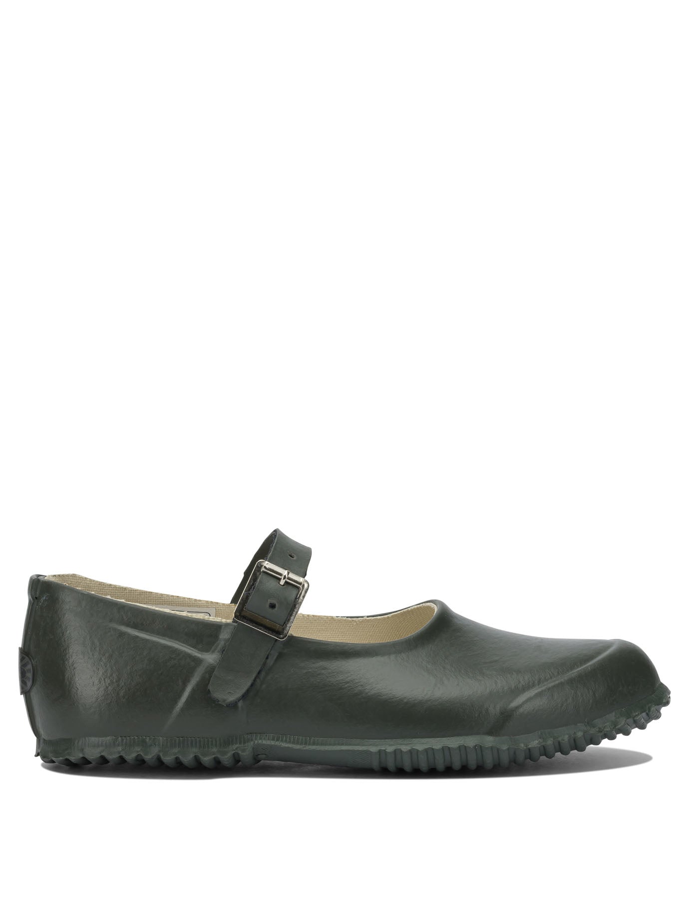 Green Rubber Cotton Lined Ballerinas