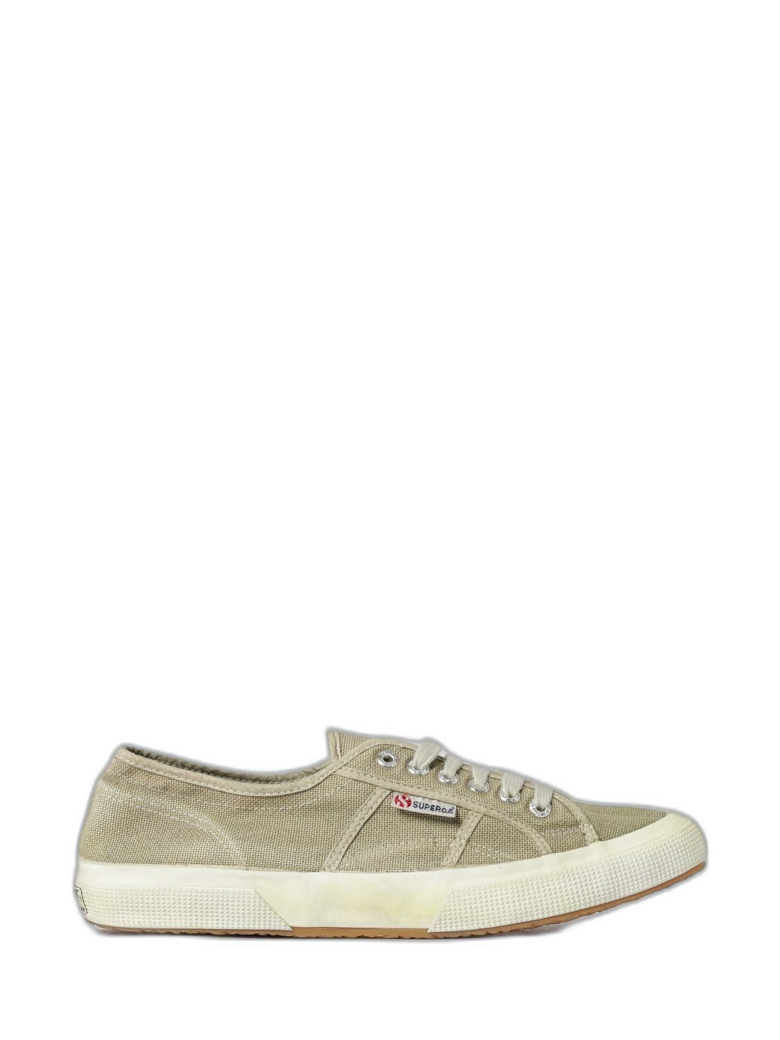 Beige Cotton Flat Shoes