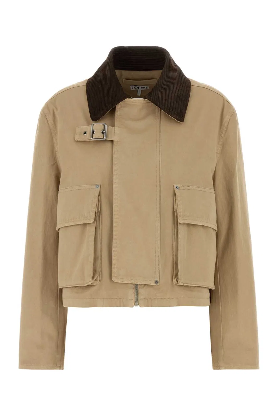 Beige Cotton Parka Coat