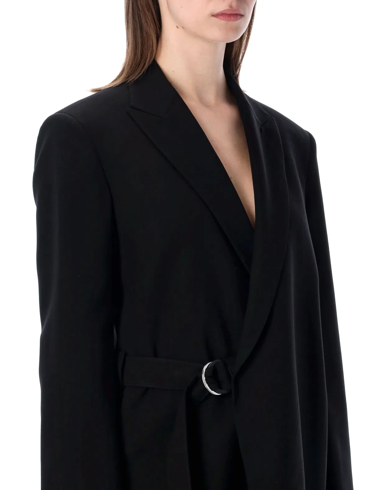 Loewe Draped Wool Wrap Jacket In Black