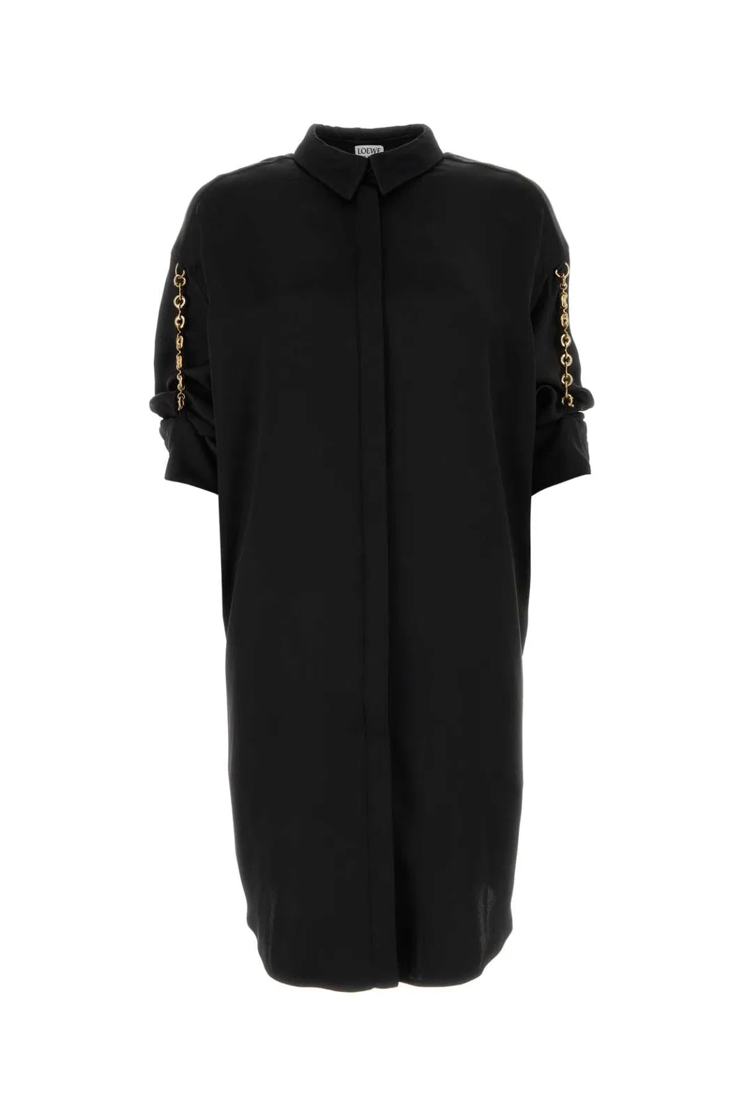 Loewe Black Satin Shirt Dress