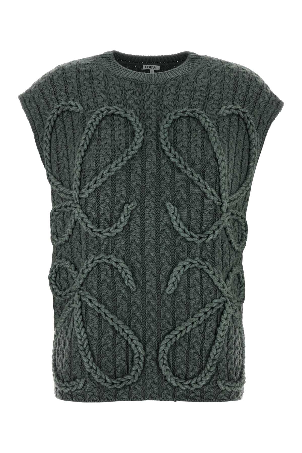 Khaki Stretch Wool Oversize Vest