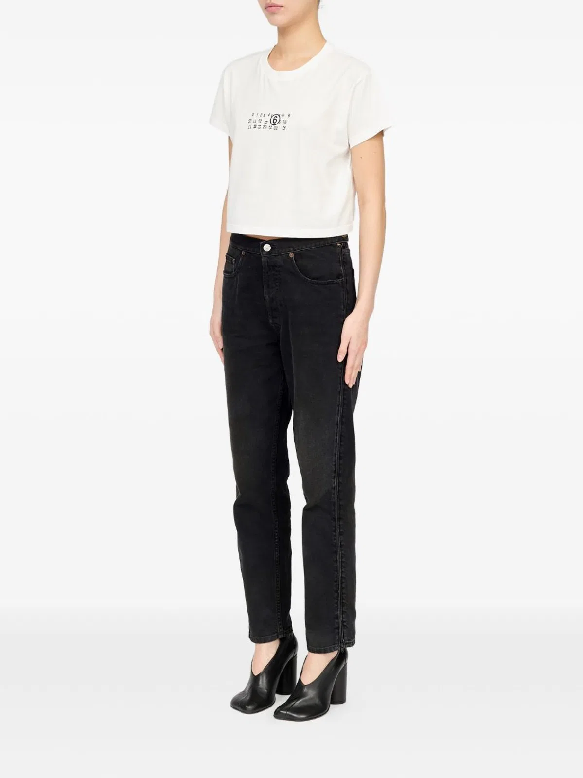 Mm6 Maison Margiela Basic Cropped T-shirt In White