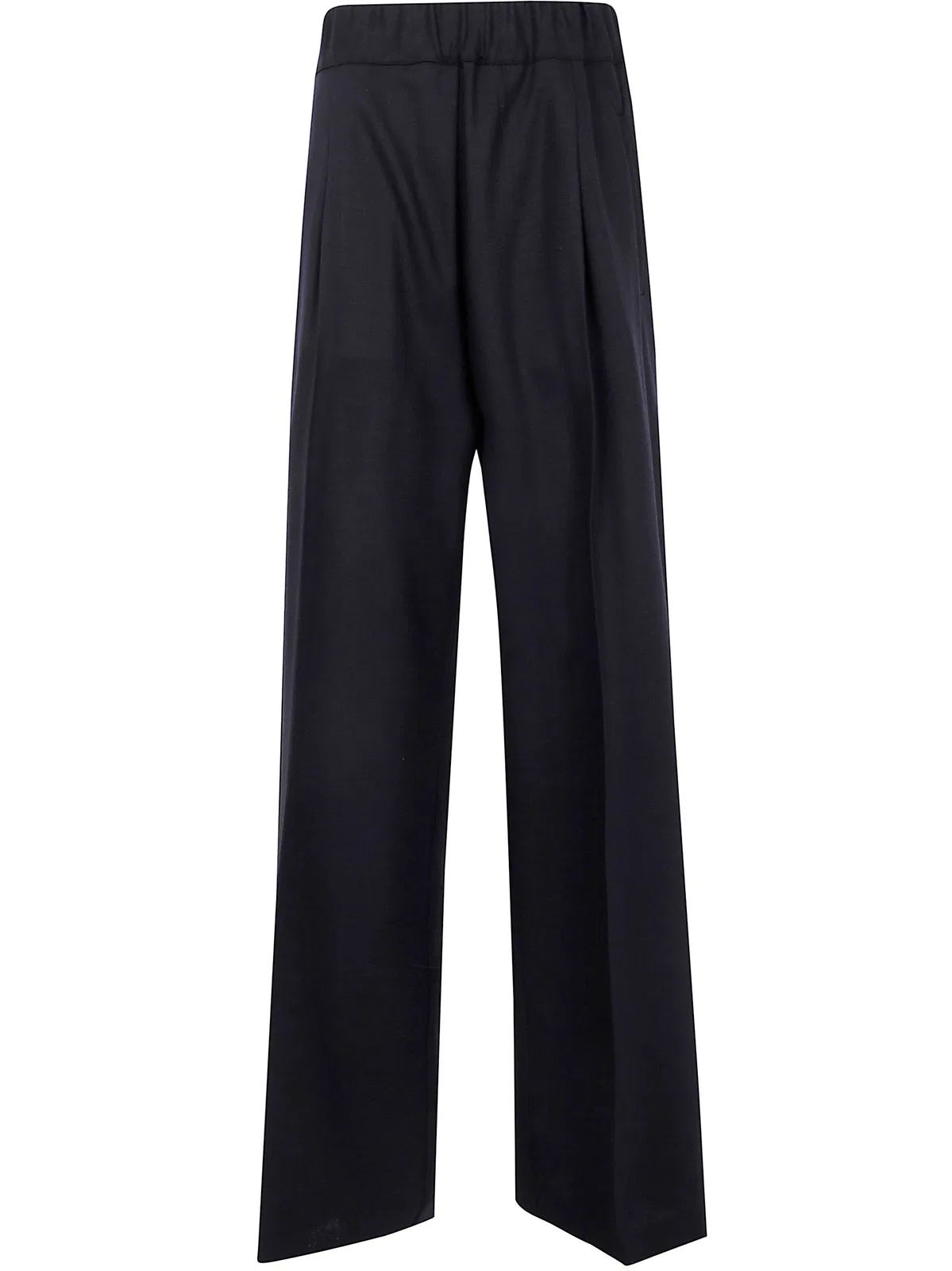 Wool Pleat Wide-Leg Pants