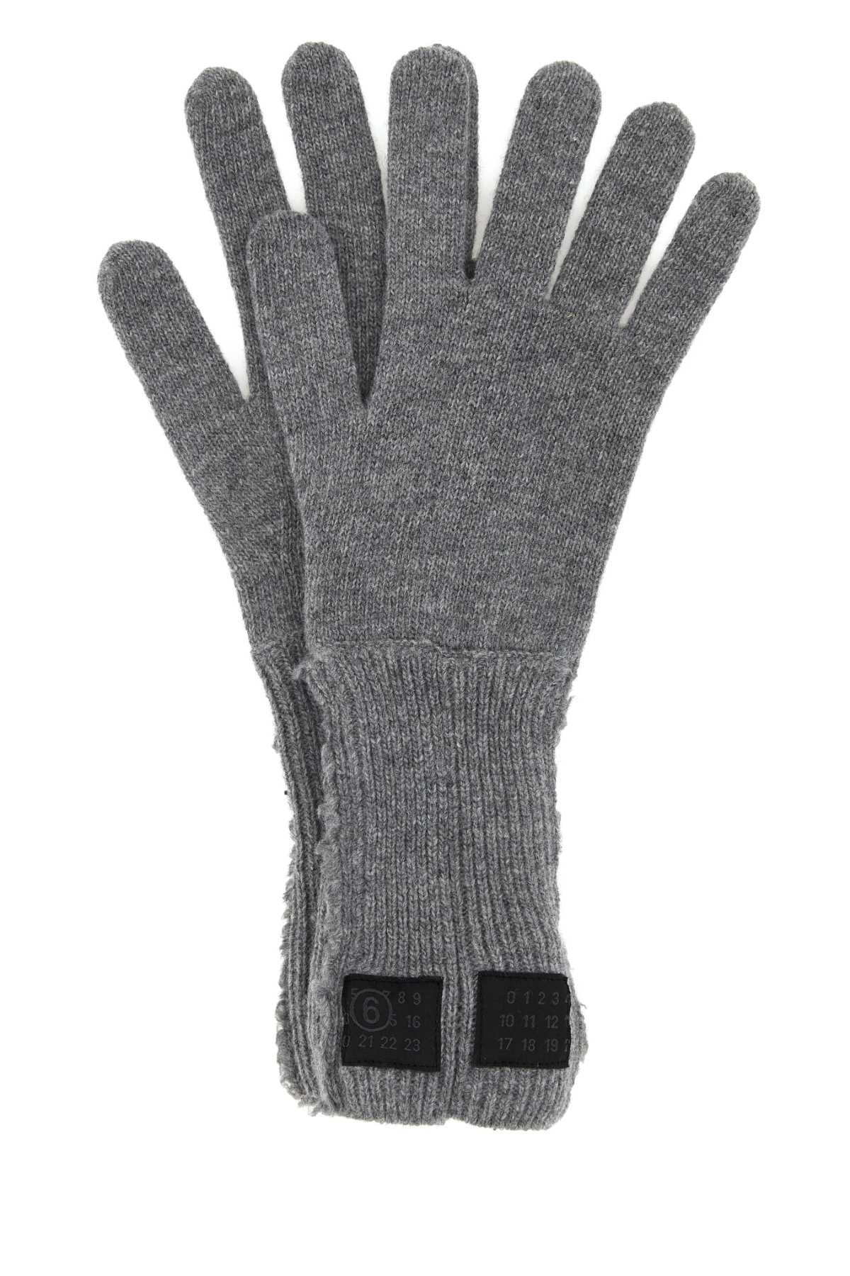 Grey Wool Blend Gloves