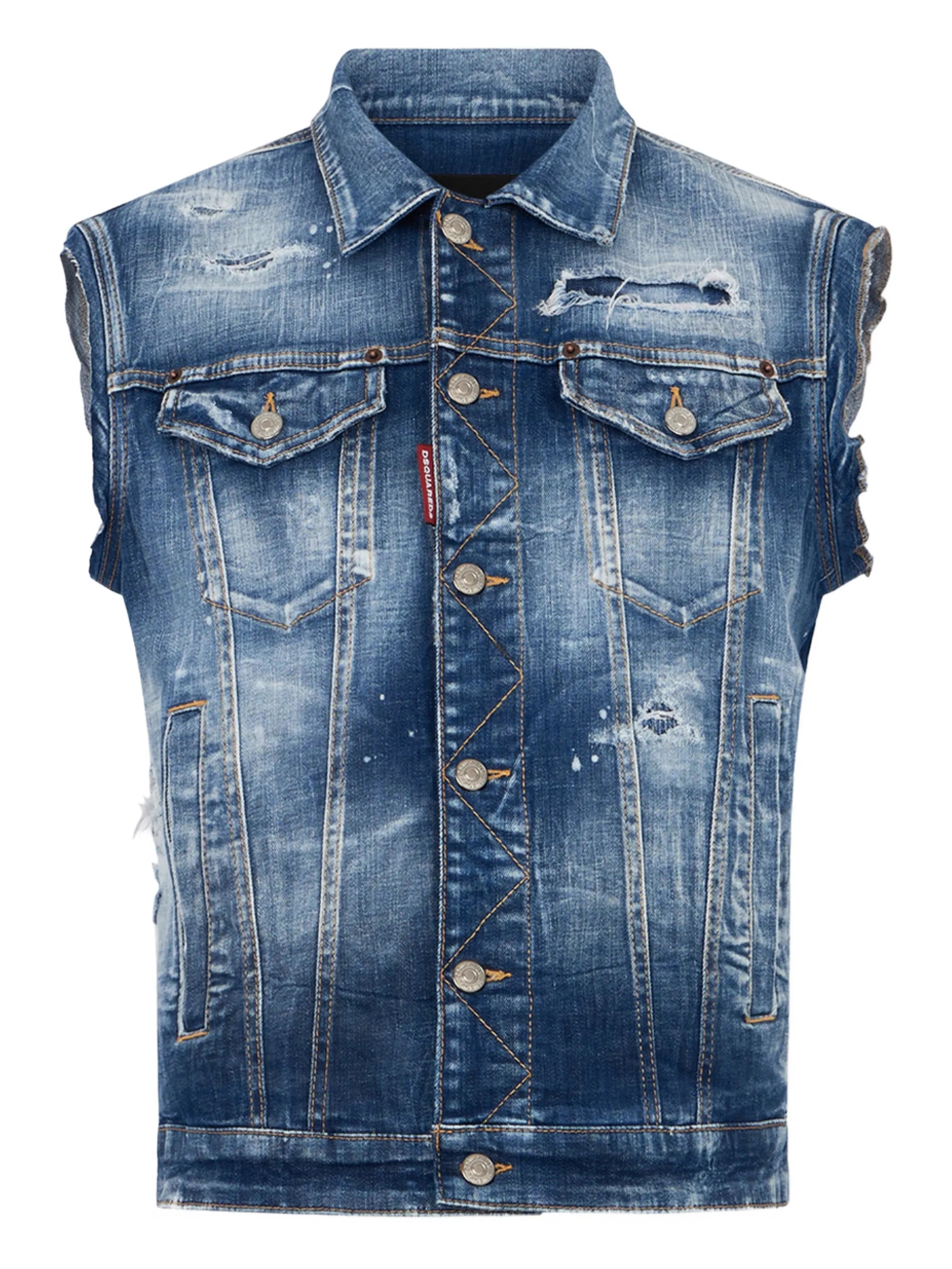 Dsquared2 Navy Blue Cotton Elastane Vest