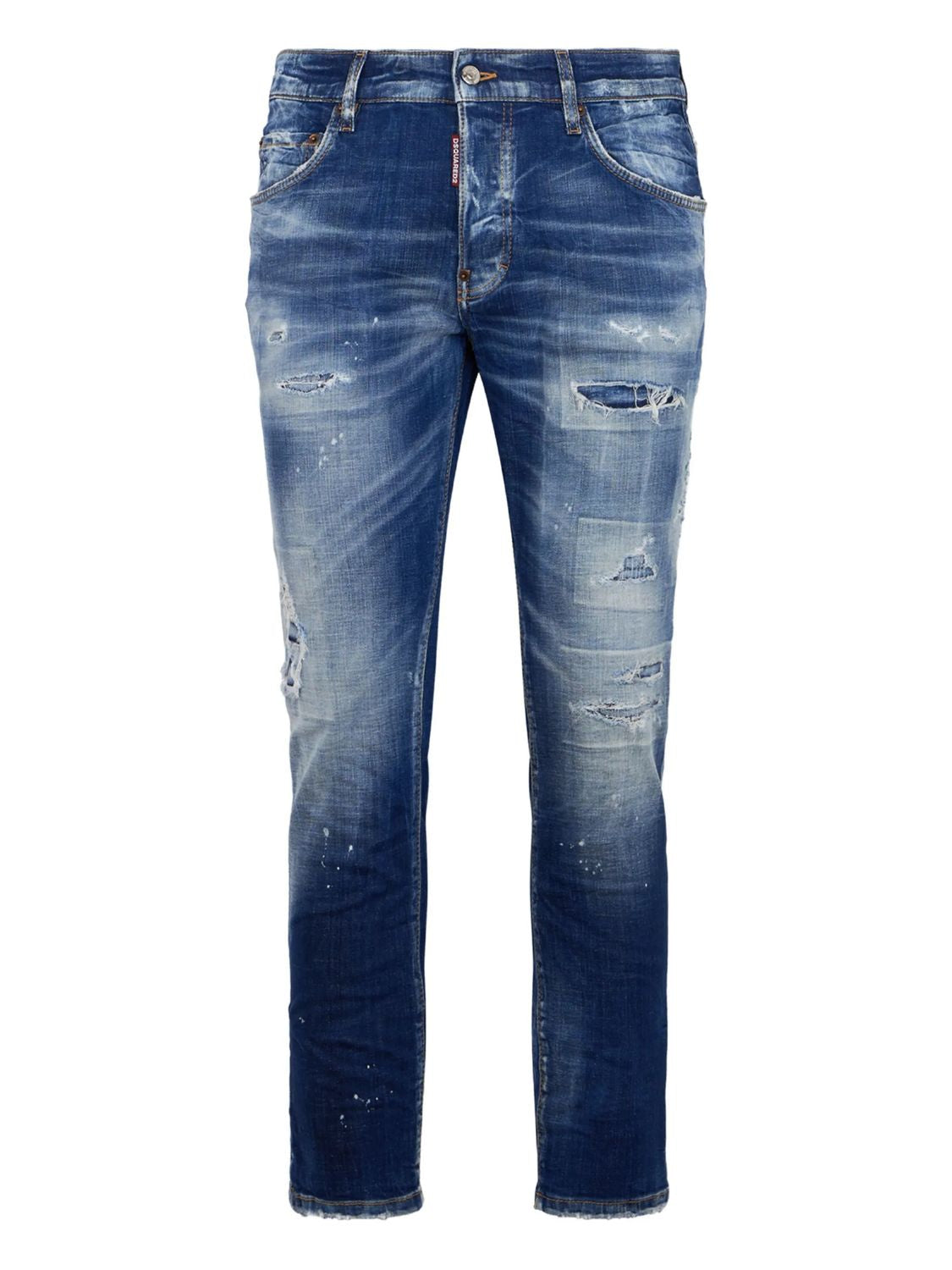 Navy Blue Cotton Elastane Pants