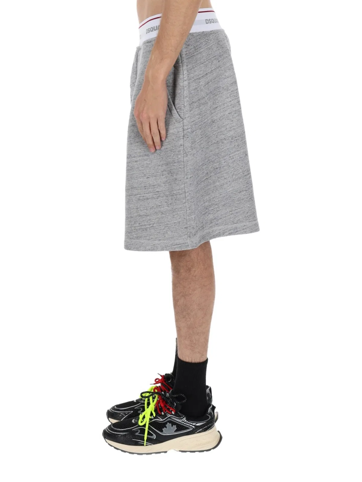 Dsquared2 Oversize Logo Repeated Waistband Shorts In Gray
