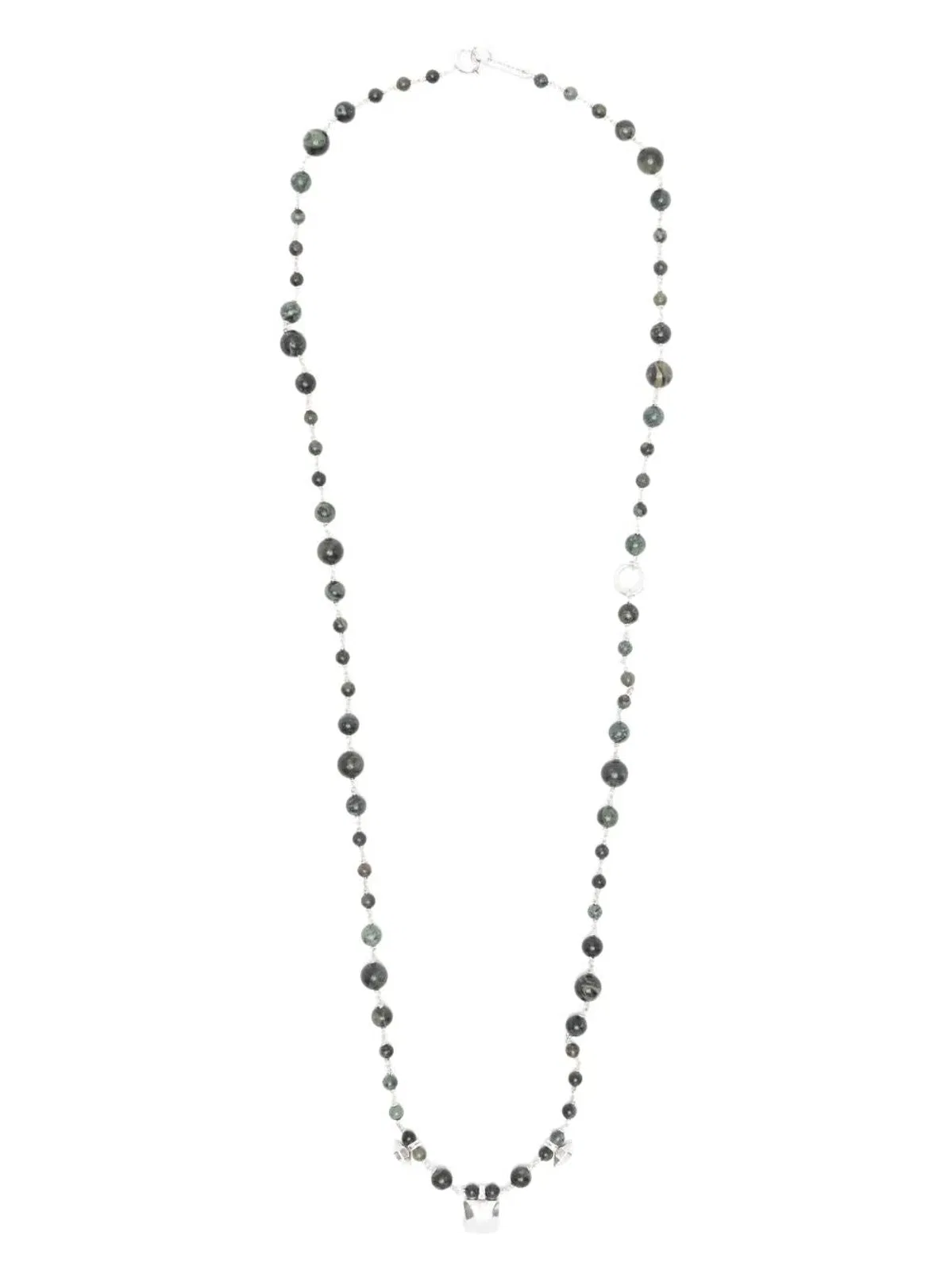 Dark Green Silver Stone Necklace