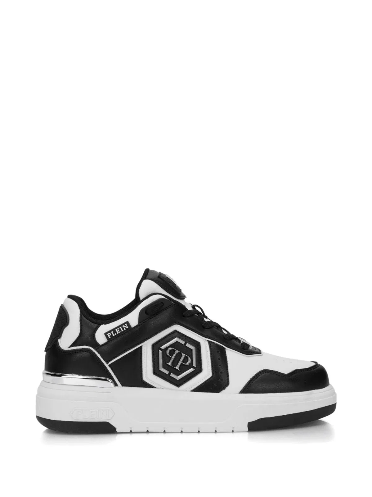 White Black Lace-Up Sneakers