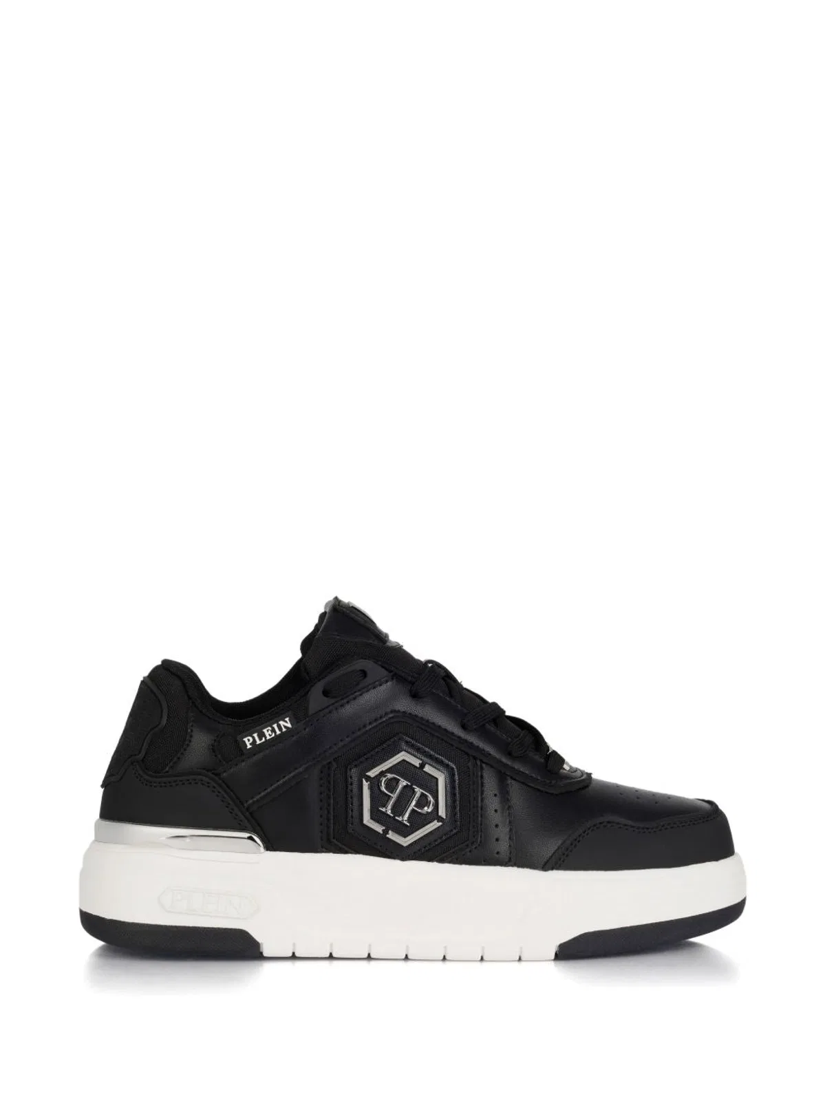 Black Lace-Up Perforated Sneakers