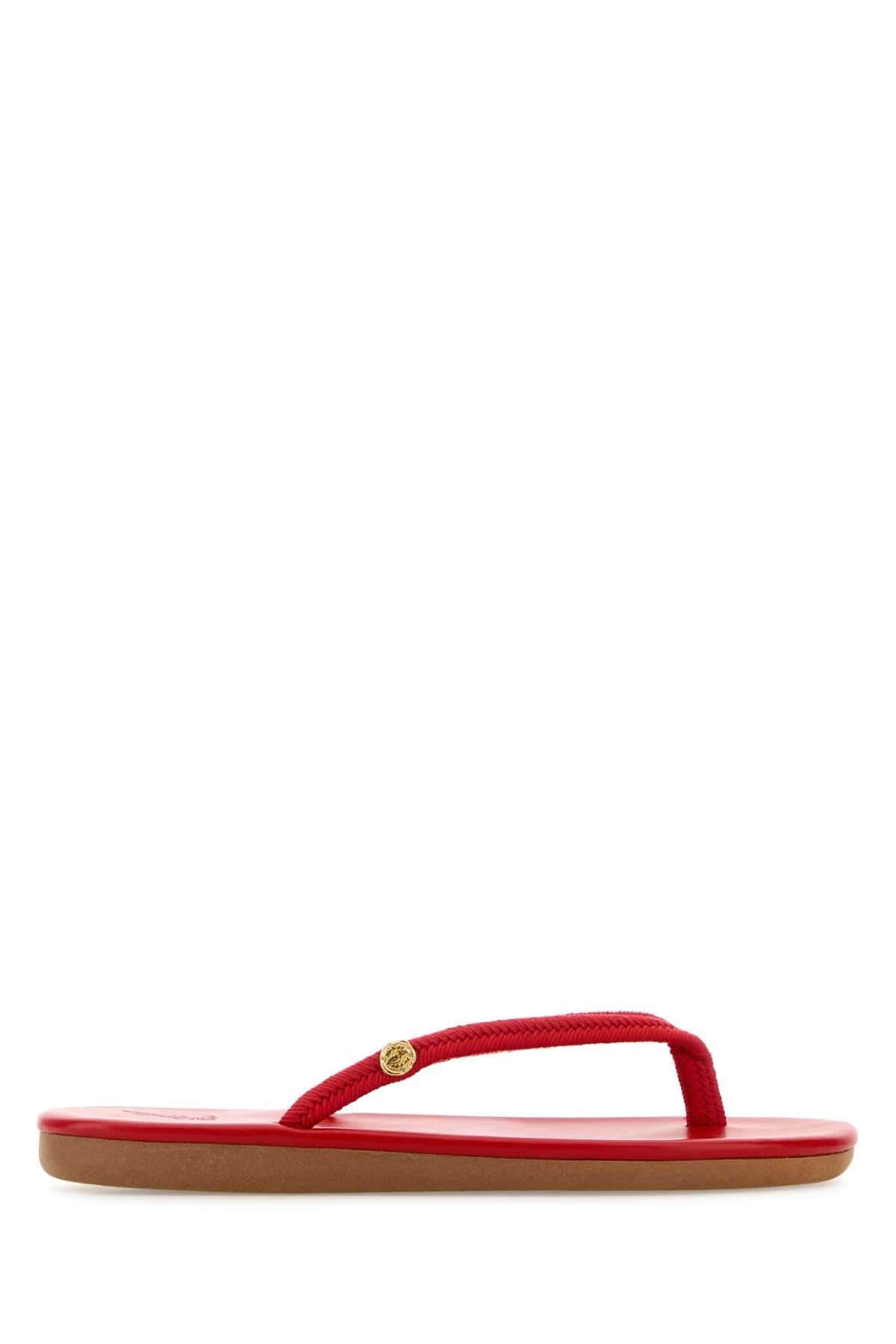 Red Fabric Saionara Thong Slippers