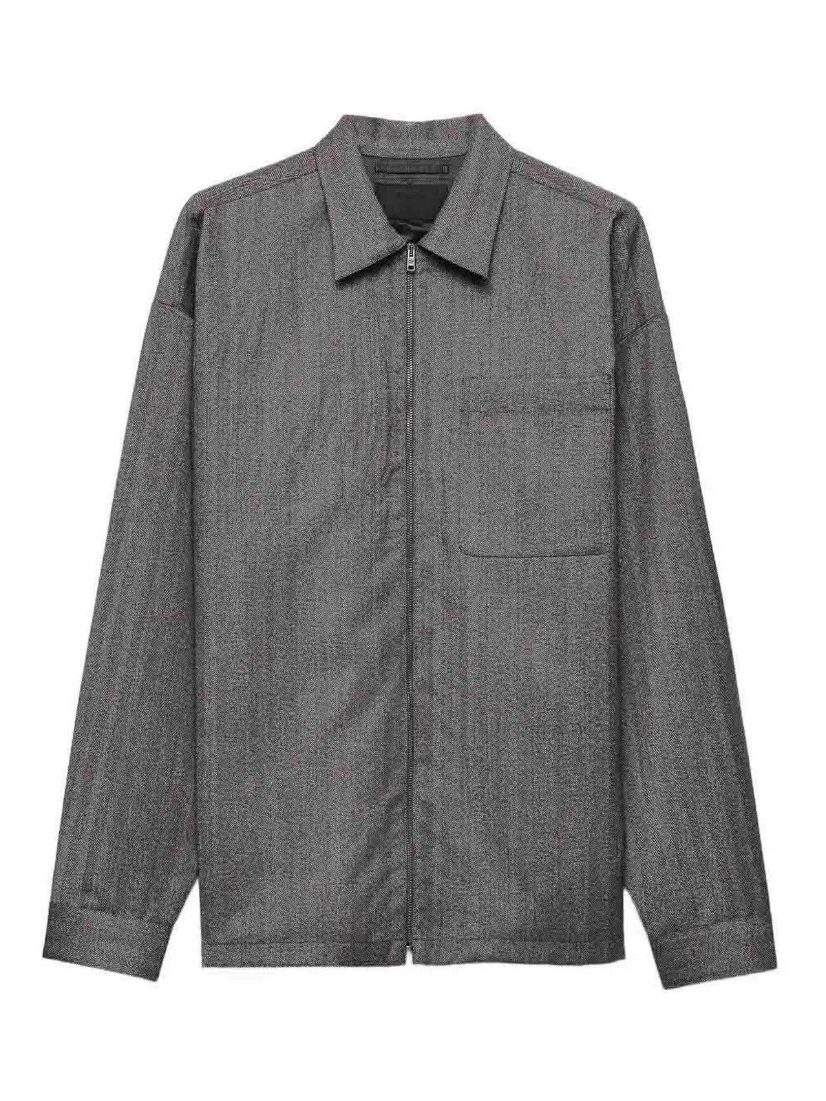 Prada Gray Overshirt With Zip In Gray